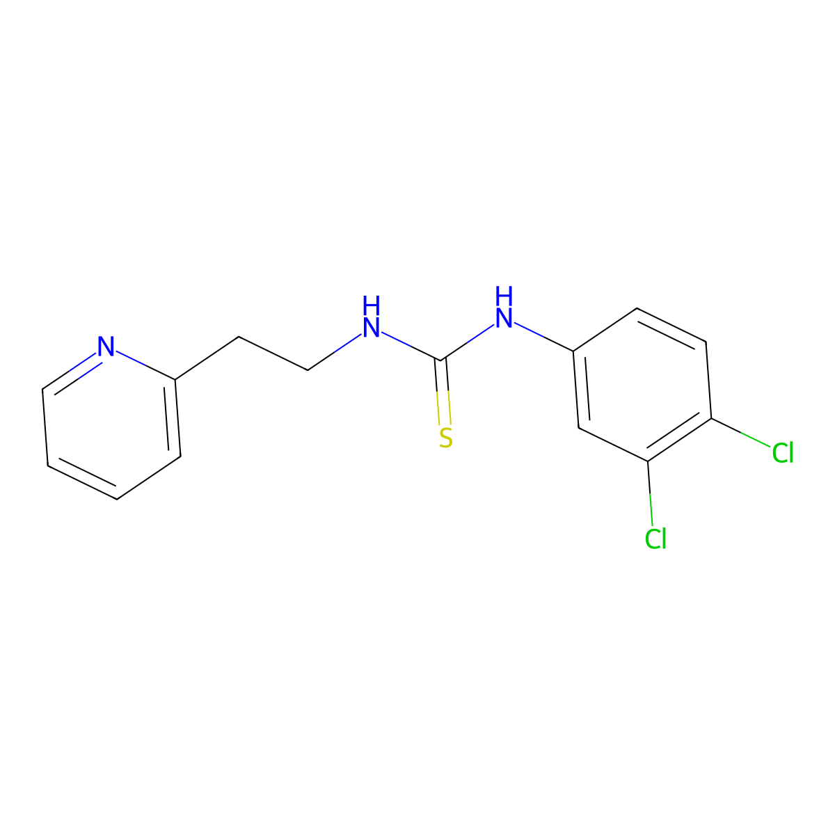 N-(3,4-dichlorophenyl)-N'-[2-(2-pyridinyl)ethyl]thiourea molecular structure, CAS 6413-46-3