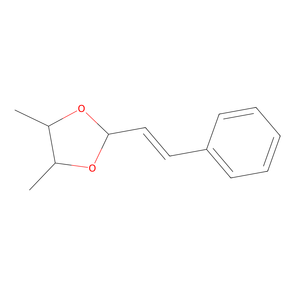 1,3-Dioxolane, 4,5-dimethyl-2-(2-phenylethenyl)- molecular structure, CAS 6413-97-4