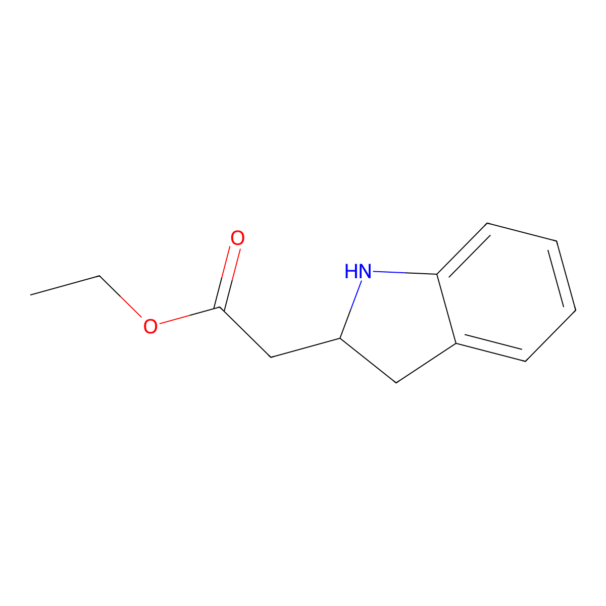 1H-Indole-2-acetic acid, 2,3-dihydro-, ethyl ester molecular structure, CAS 64132-03-2