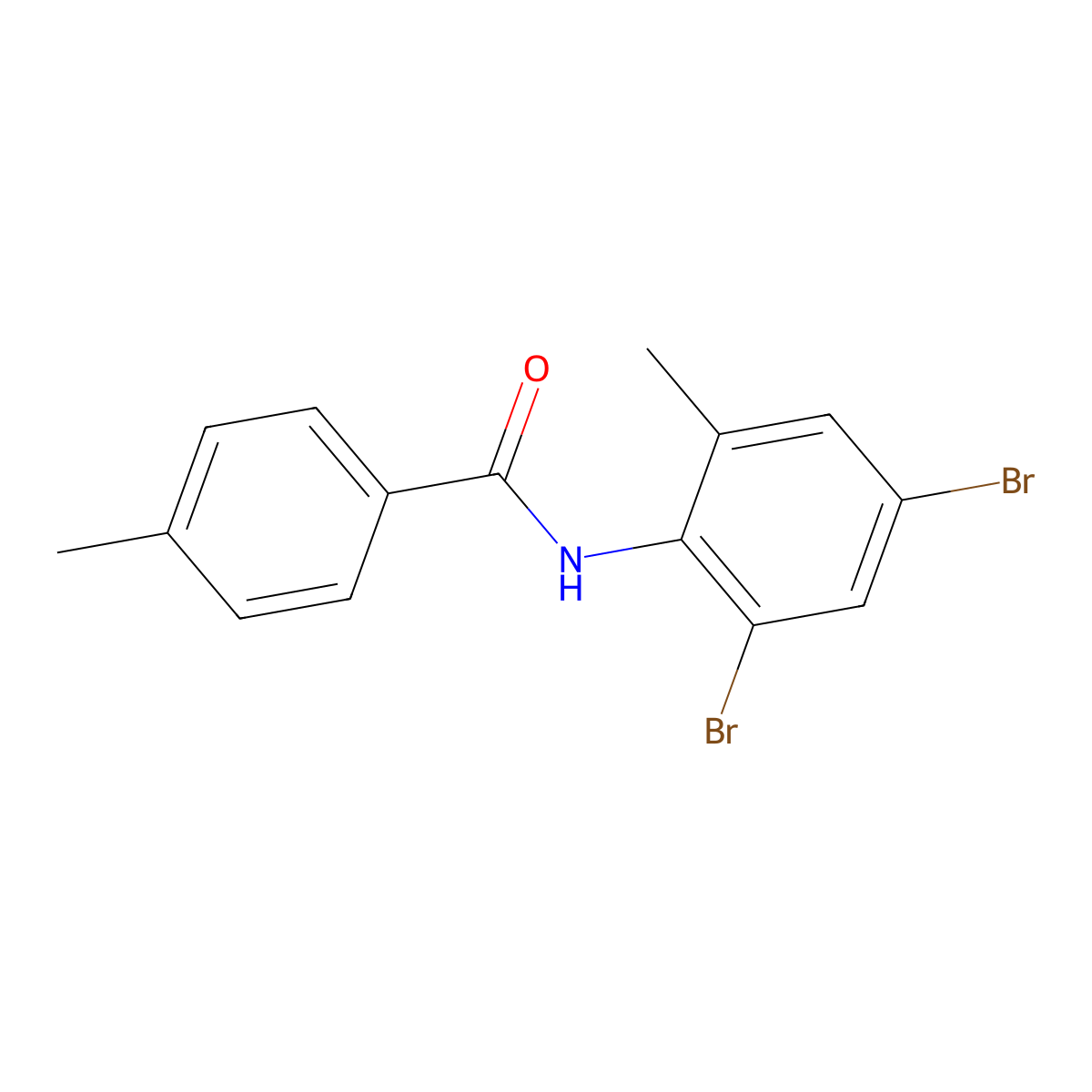N-(2,4-dibromo-6-methylphenyl)-4-methylbenzamide molecular structure, CAS 6414-28-4