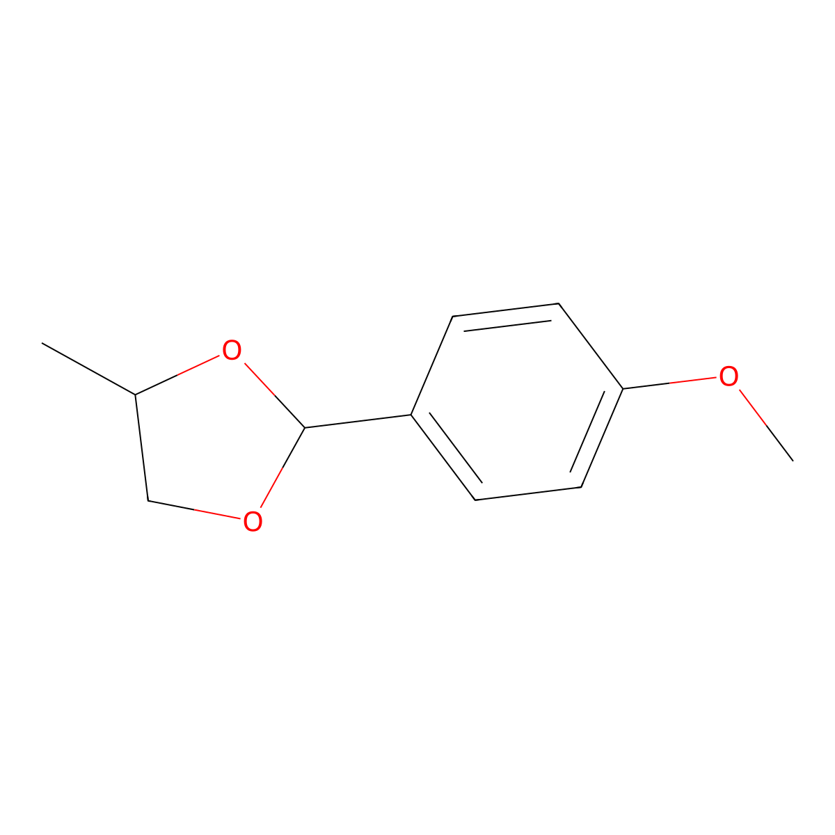 Anisaldehyde propyleneglycol acetal molecular structure, CAS 6414-32-0