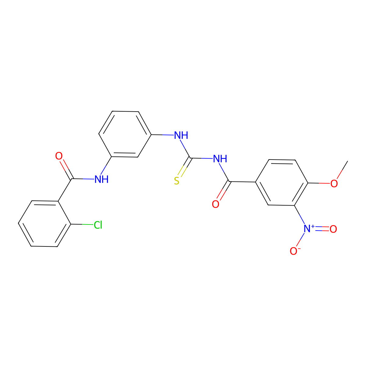 N-[[3-[(2-chlorobenzoyl)amino]phenyl]carbamothioyl]-4-methoxy-3-nitrobenzamide molecular structure, CAS 6414-62-6