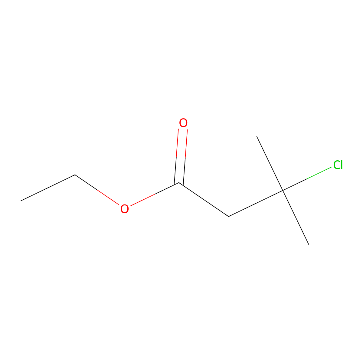 Ethyl 3-chloro-3-methylbutanoate molecular structure, CAS 6414-70-6