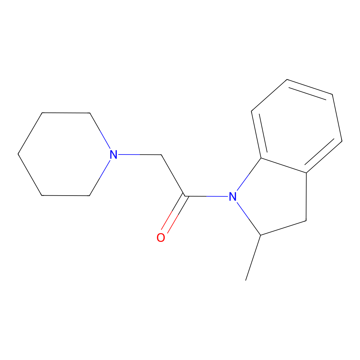 1-(2-Methyl-2,3-dihydro-1H-indol-1-yl)-2-(piperidin-1-yl)ethan-1-onato molecular structure, CAS 64140-52-9