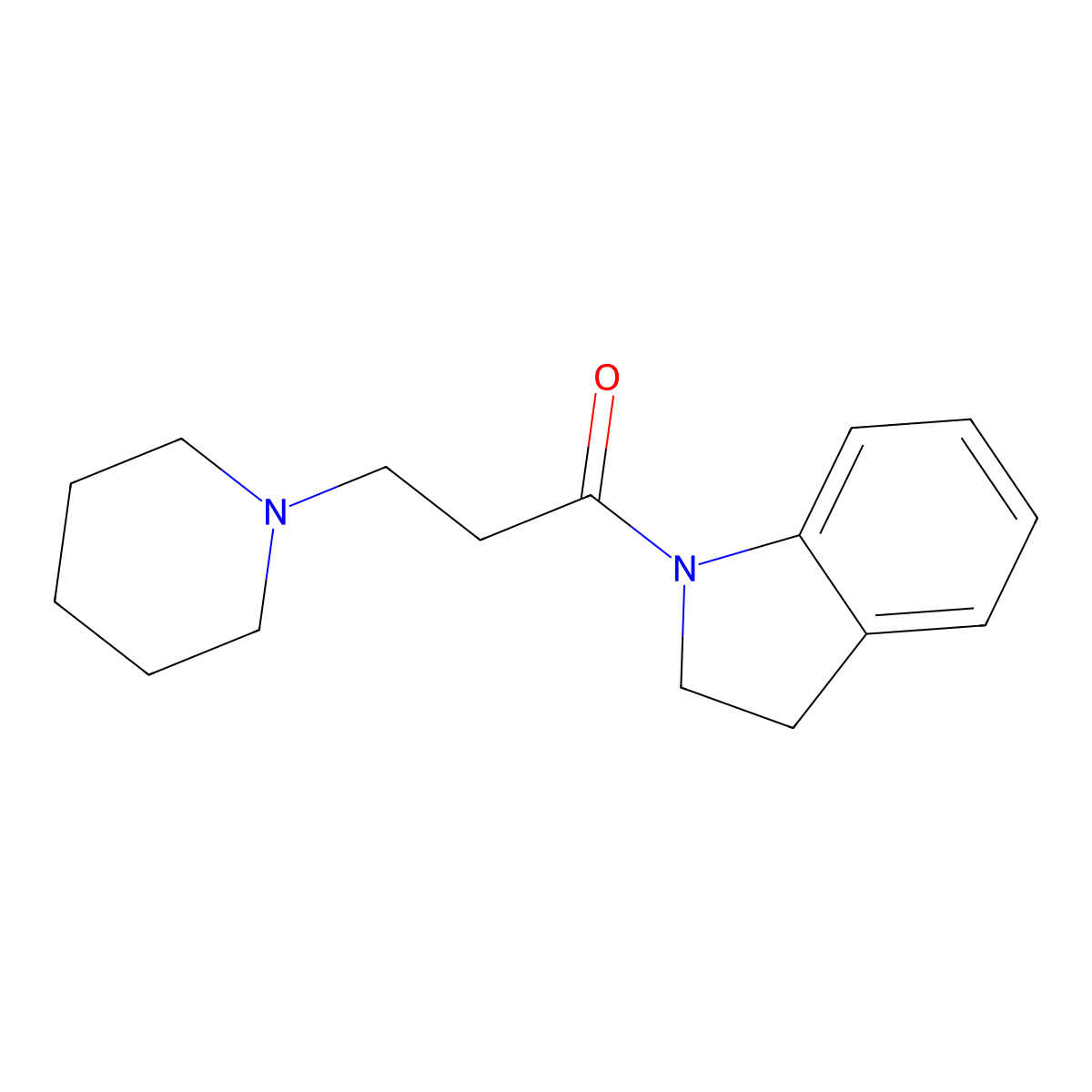 Indoline, 1-(3-piperidinopropionyl)- molecular structure, CAS 64140-56-3