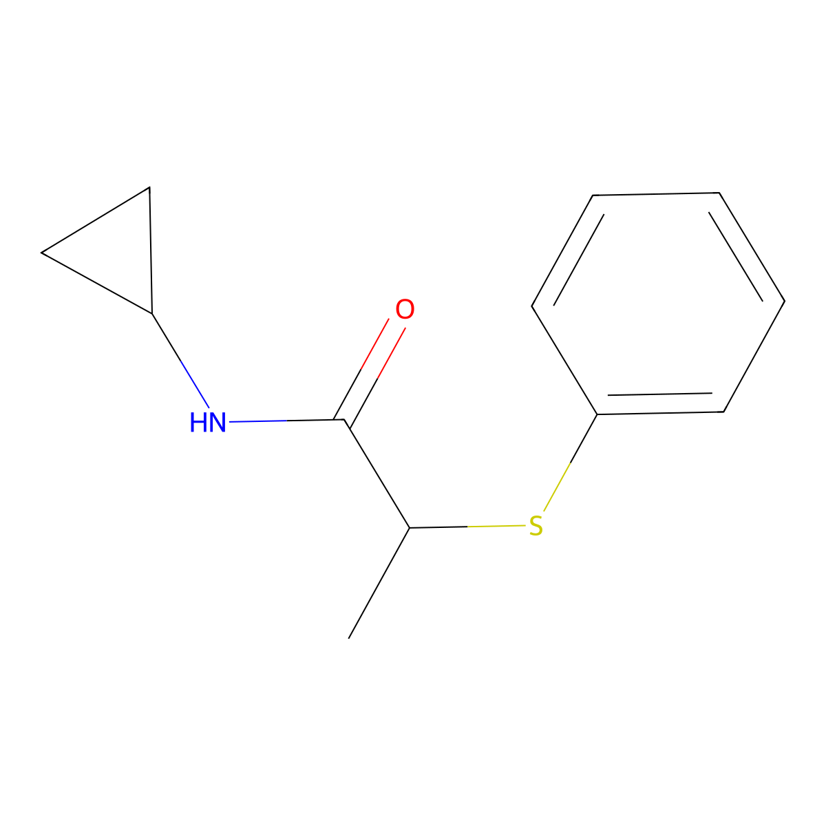 N-Cyclopropyl-2-phenylsulfanyl-propanamide molecular structure, CAS 6415-28-7