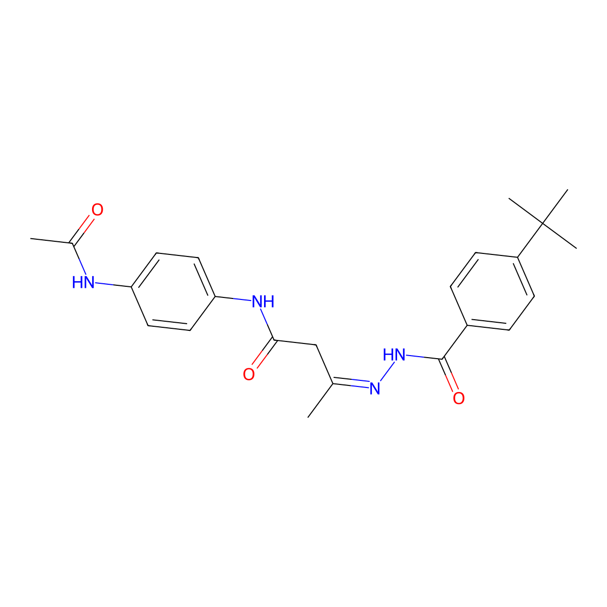 N-(4-Acetamidophenyl)-3-[2-(4-tert-butylbenzoyl)hydrazinylidene]butanamide molecular structure, CAS 6415-85-6