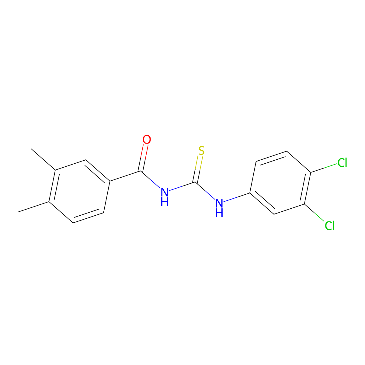 N-[(3,4-dichlorophenyl)carbamothioyl]-3,4-dimethylbenzamide molecular structure, CAS 6415-95-8