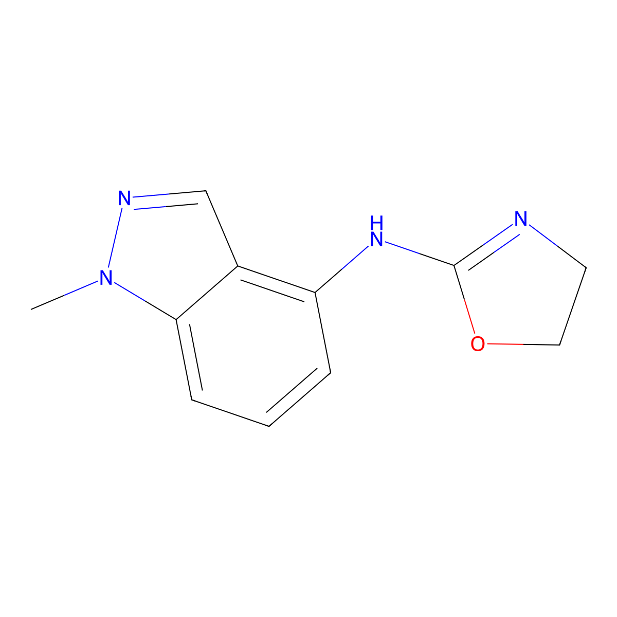 1-Methyl-4-(2-oxazolin-2-ylamino)indazole molecular structure, CAS 64151-05-9