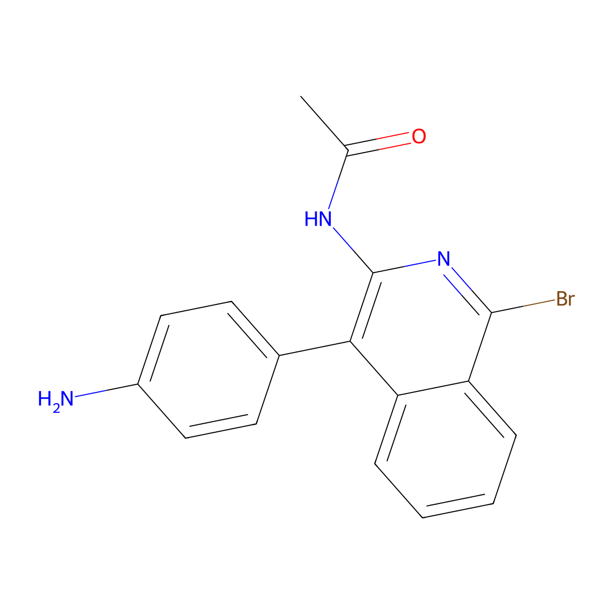 N-[4-(4-aminophenyl)-1-bromoisoquinolin-3-yl]acetamide molecular structure, CAS 64157-54-6