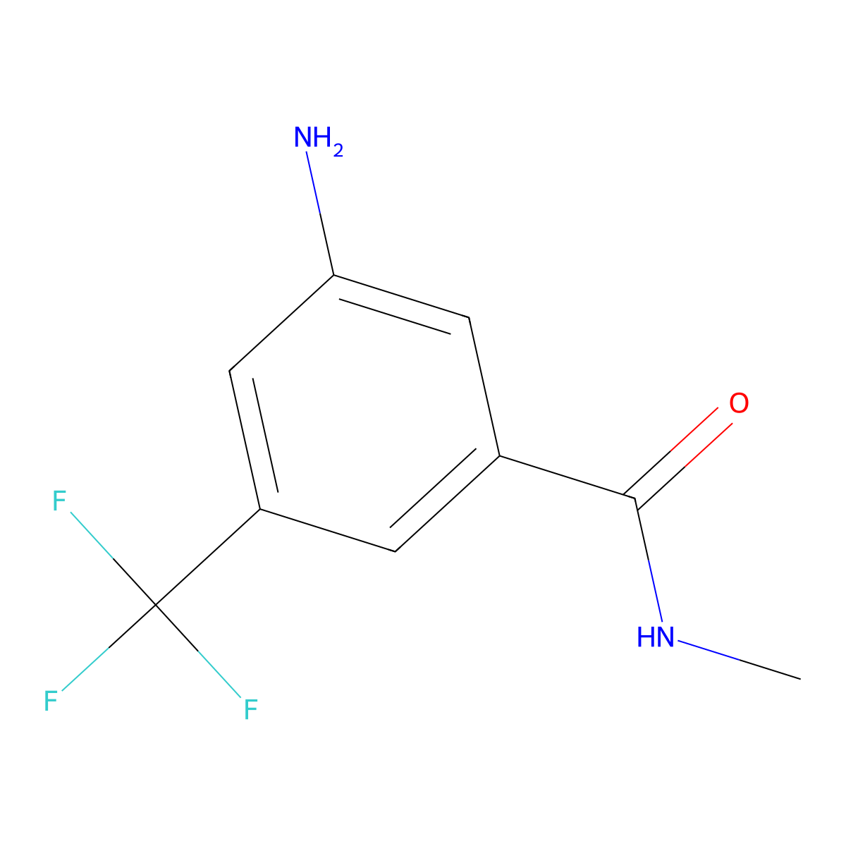3-amino-N-methyl-5-(trifluoromethyl)benzamide molecular structure, CAS 641570-98-1