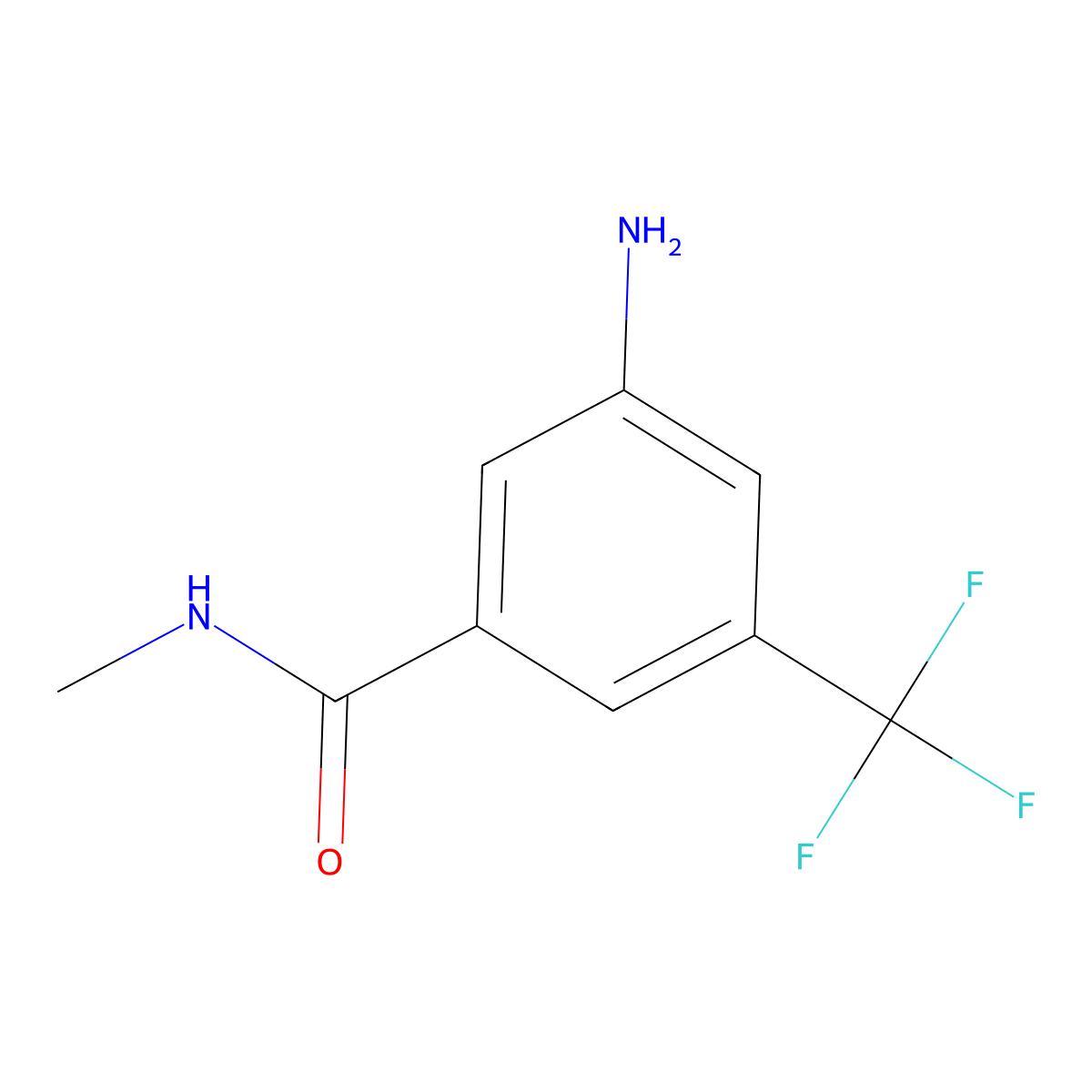 3-amino-N-methyl-5-(trifluoromethyl)benzamide molecular structure, CAS 641570-98-1