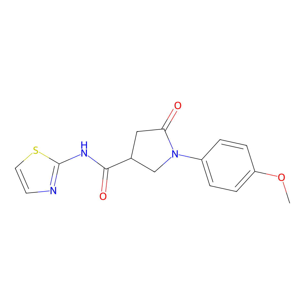 1-(4-methoxyphenyl)-5-oxo-N-(1,3-thiazol-2-yl)pyrrolidine-3-carboxamide molecular structure, CAS 641585-37-7