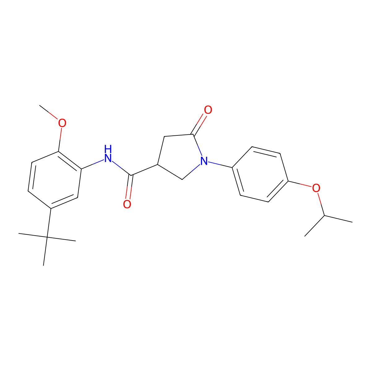 N-(5-tert-butyl-2-methoxyphenyl)-5-oxo-1-(4-propan-2-yloxyphenyl)pyrrolidine-3-carboxamide molecular structure, CAS 641591-27-7