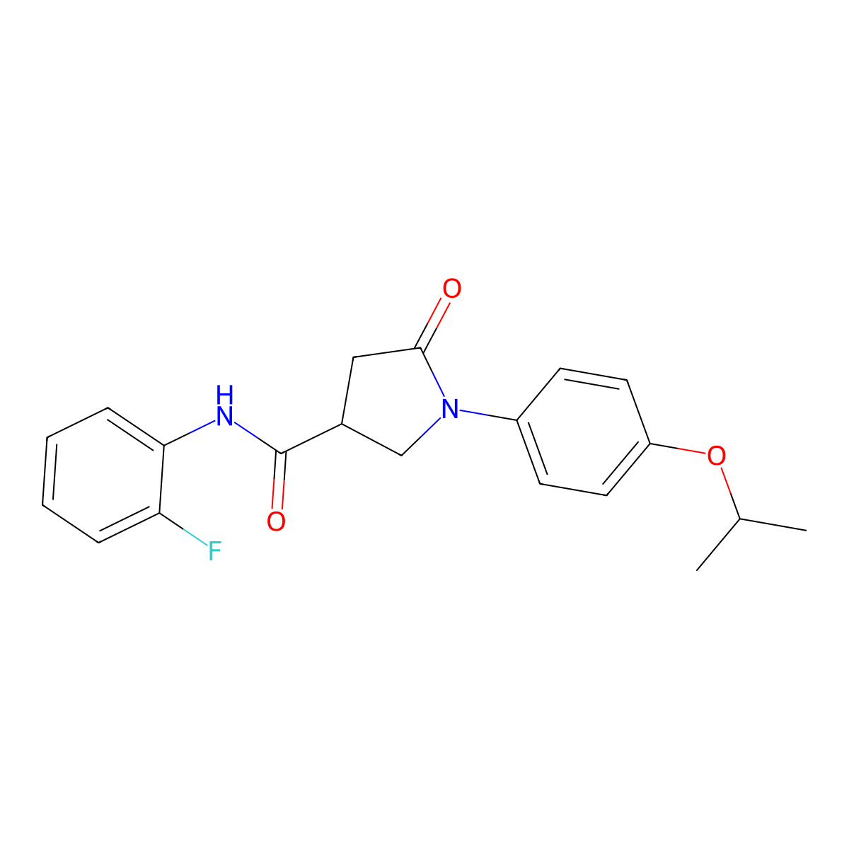 N-(2-fluorophenyl)-1-(4-isopropoxyphenyl)-5-oxo-3-pyrrolidinecarboxamide molecular structure, CAS 641595-56-4