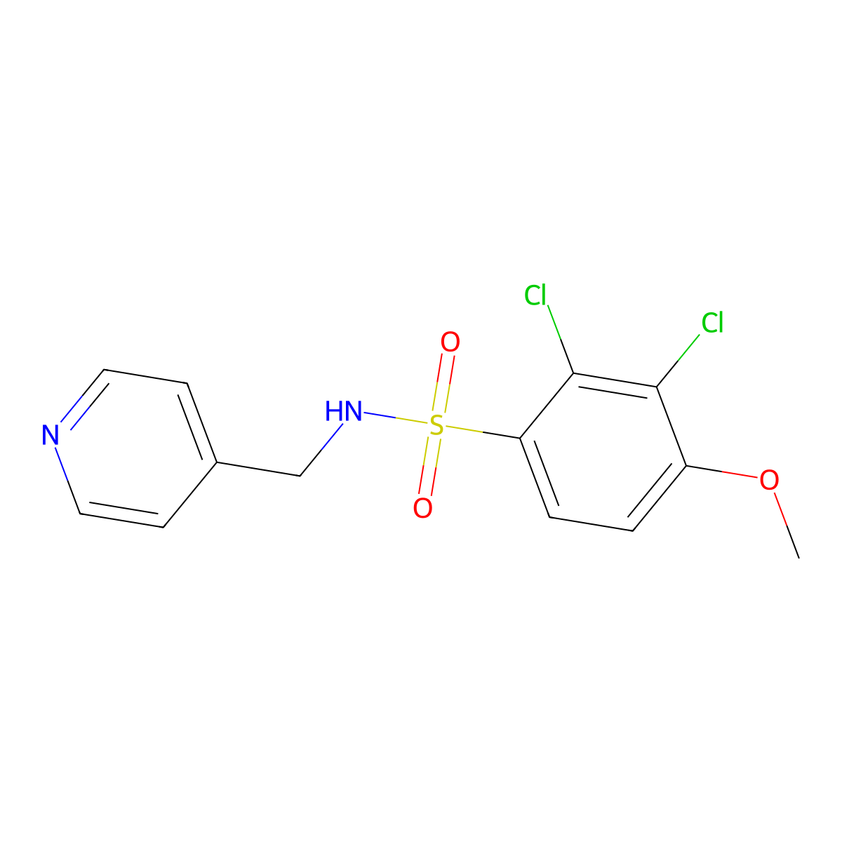 2,3-dichloro-4-methoxy-N-(pyridin-4-ylmethyl)benzenesulfonamide molecular structure, CAS 641598-29-0
