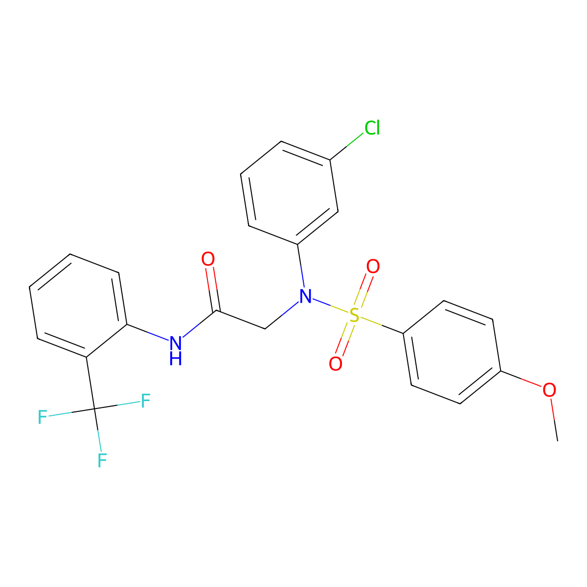 2-(3-chloro-N-(4-methoxyphenyl)sulfonylanilino)-N-[2-(trifluoromethyl)phenyl]acetamide molecular structure, CAS 641598-41-6