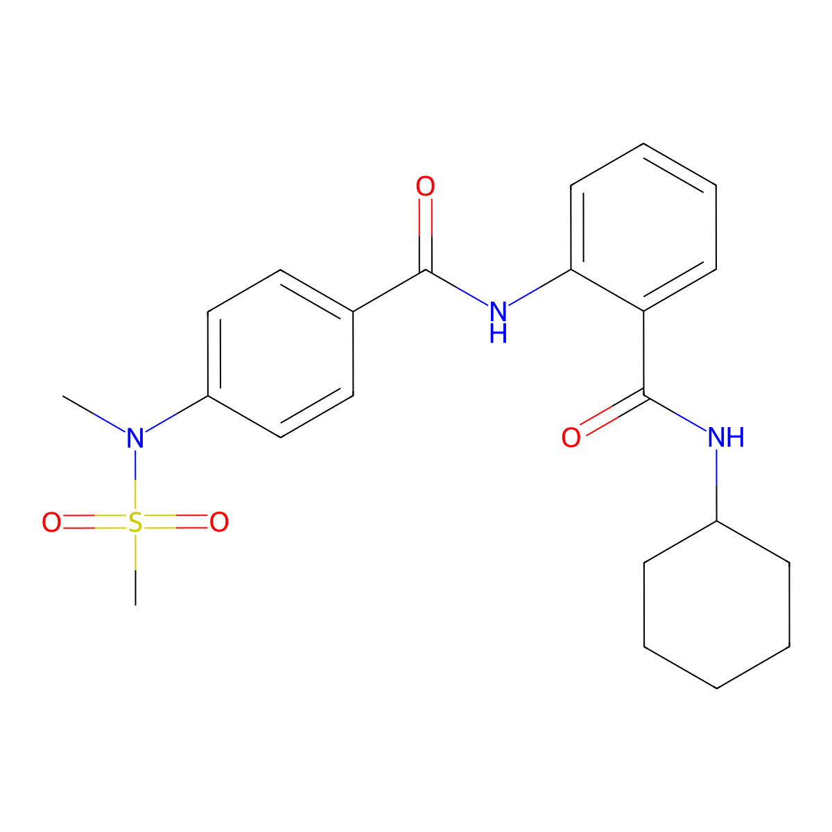 N-cyclohexyl-2-[[4-[methyl(methylsulfonyl)amino]benzoyl]amino]benzamide molecular structure, CAS 641599-29-3