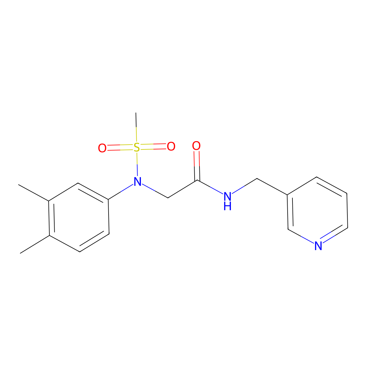 2-(3,4-dimethyl-N-methylsulfonylanilino)-N-(pyridin-3-ylmethyl)acetamide molecular structure, CAS 6416-05-3