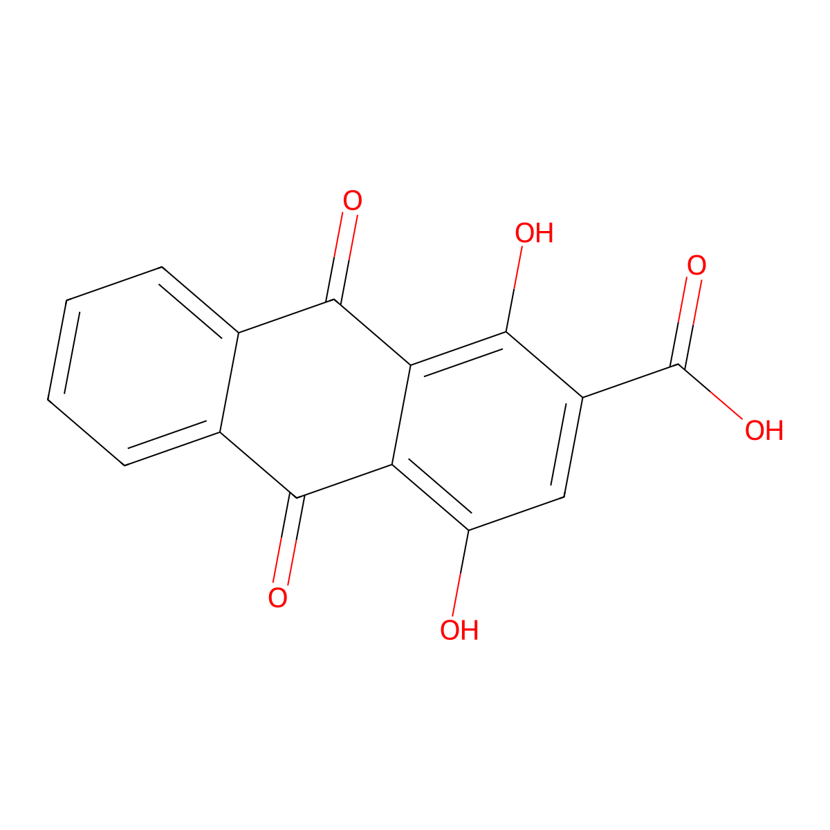 9,10-dihydro-1,4-dihydroxy-9,10-dioxo-2-Anthracenecarboxylic acid molecular structure, CAS 6416-55-3