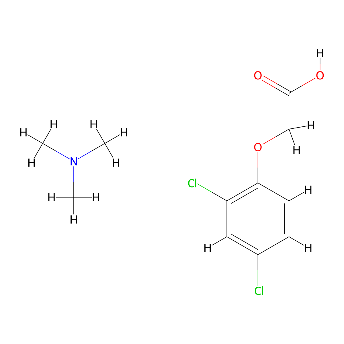 Trimethylammonium 2,4-dichlorophenoxyacetate molecular structure, CAS 6416-73-5