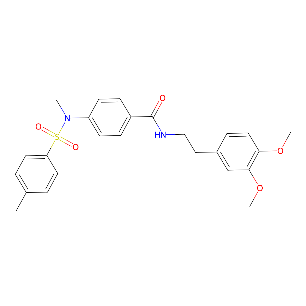 N-[2-(3,4-dimethoxyphenyl)ethyl]-4-{methyl[(4-methylphenyl)sulfonyl]amino}benzamide molecular structure, CAS 641600-00-2