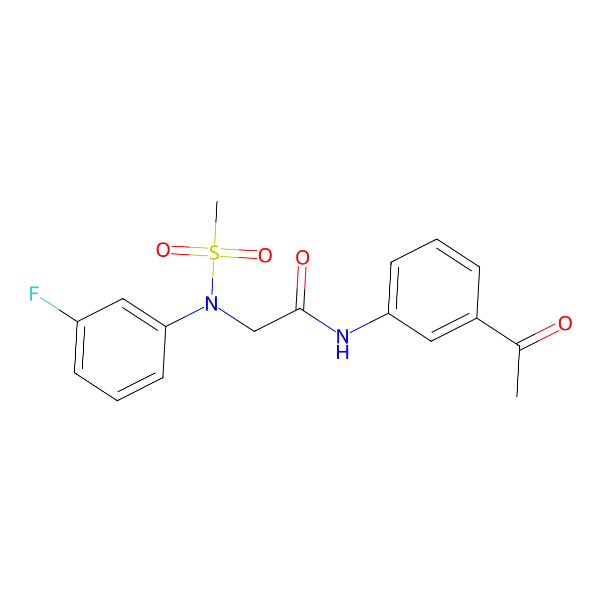 N-(3-acetylphenyl)-2-(3-fluoro-N-methylsulfonylanilino)acetamide molecular structure, CAS 641600-41-1