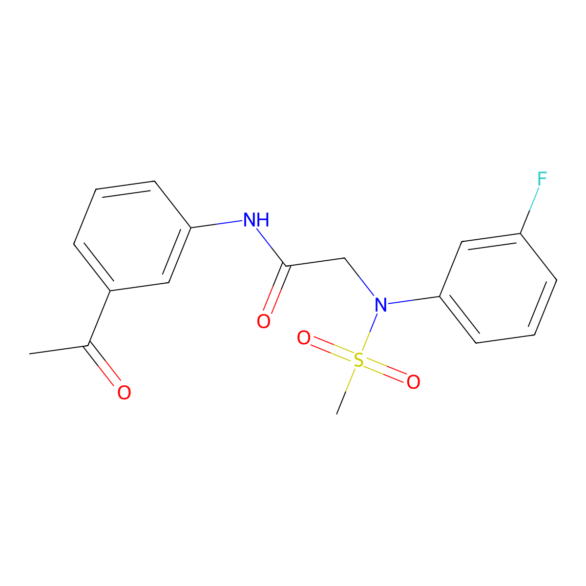 N-(3-acetylphenyl)-2-(3-fluoro-N-methylsulfonylanilino)acetamide molecular structure, CAS 641600-41-1
