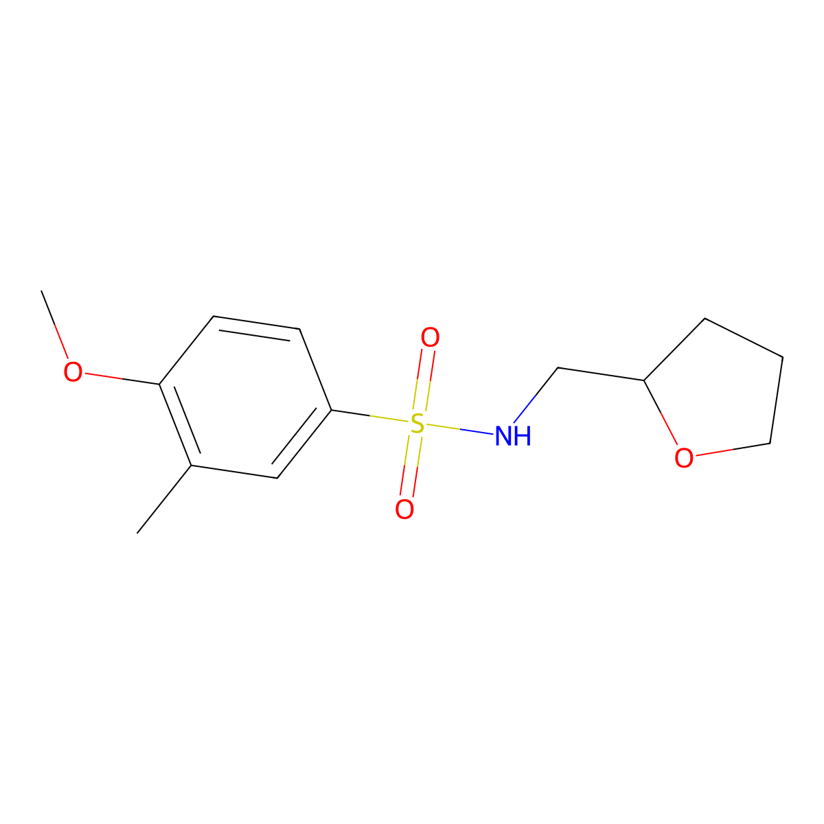 4-methoxy-3-methyl-N-(oxolan-2-ylmethyl)benzenesulfonamide molecular structure, CAS 641600-52-4