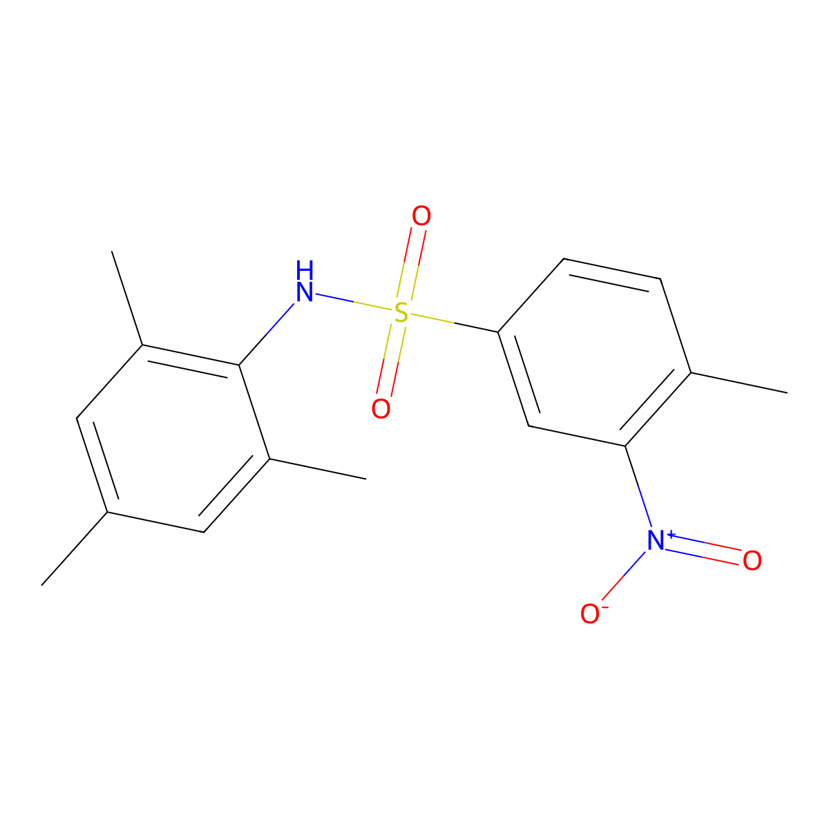 N-mesityl-4-methyl-3-nitrobenzenesulfonamide molecular structure, CAS 641600-59-1