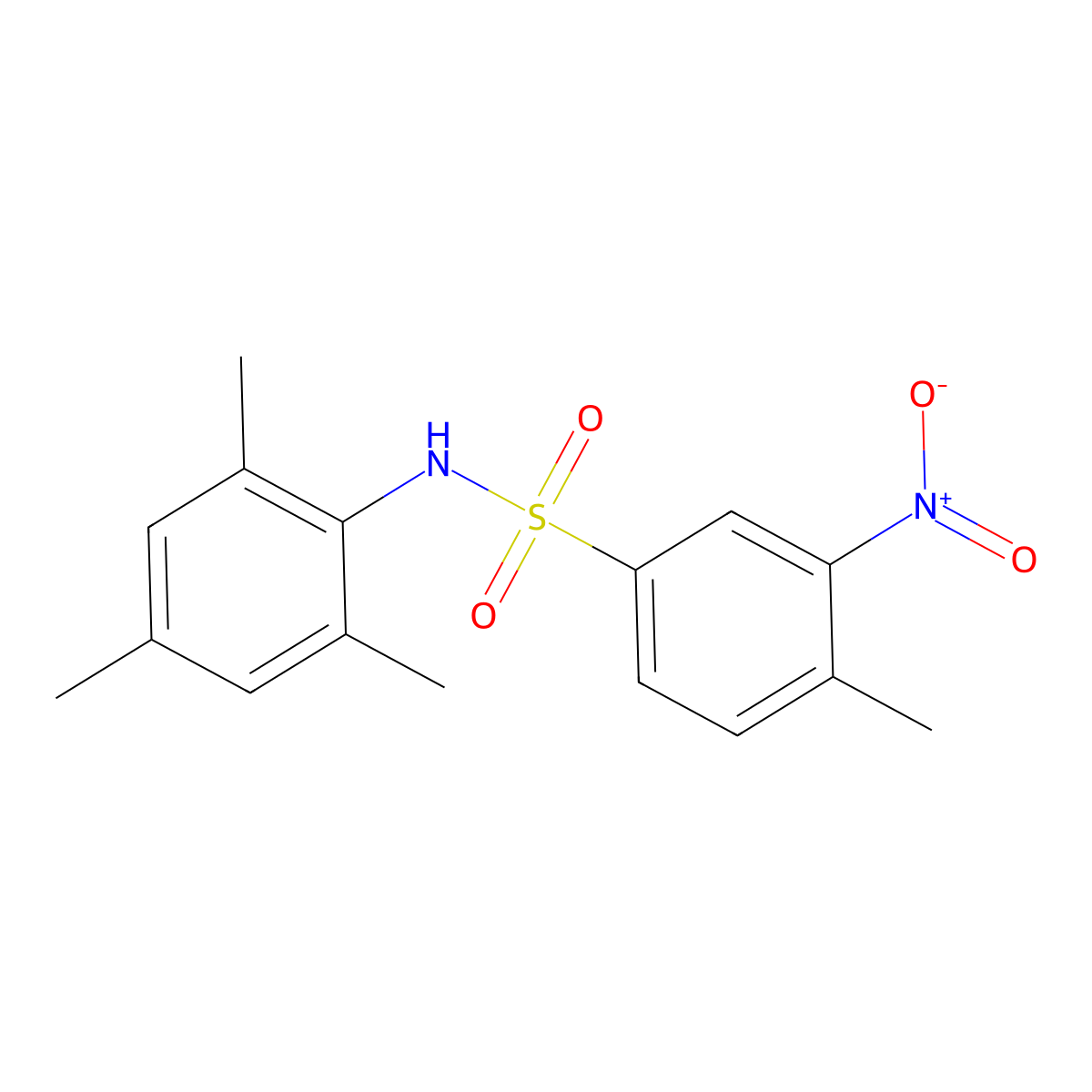 N-mesityl-4-methyl-3-nitrobenzenesulfonamide molecular structure, CAS 641600-59-1