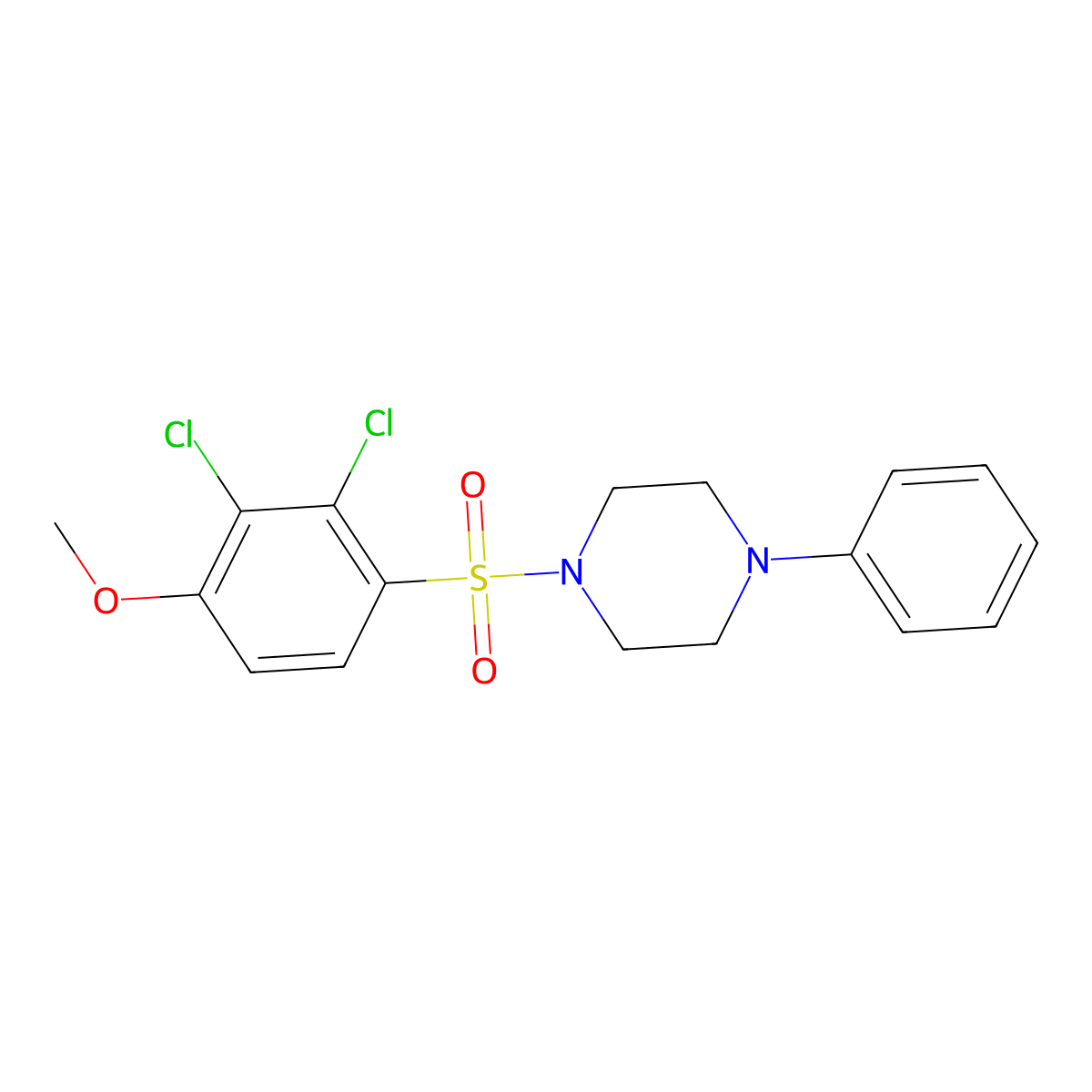 1-(2,3-Dichloro-4-methoxyphenyl)sulfonyl-4-phenylpiperazine molecular structure, CAS 641600-68-2