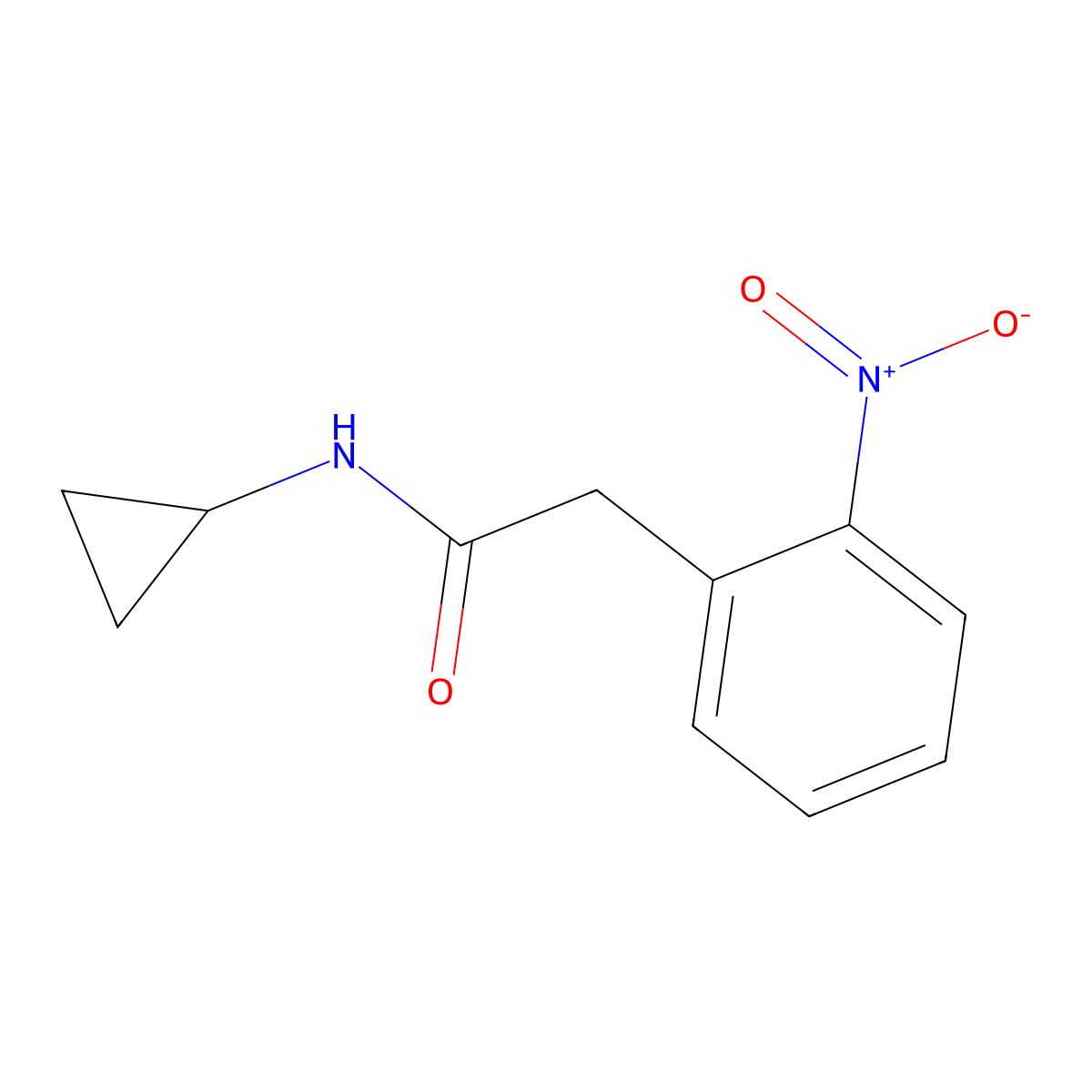 N-cyclopropyl-2-(2-nitrophenyl)acetamide molecular structure, CAS 641601-01-6