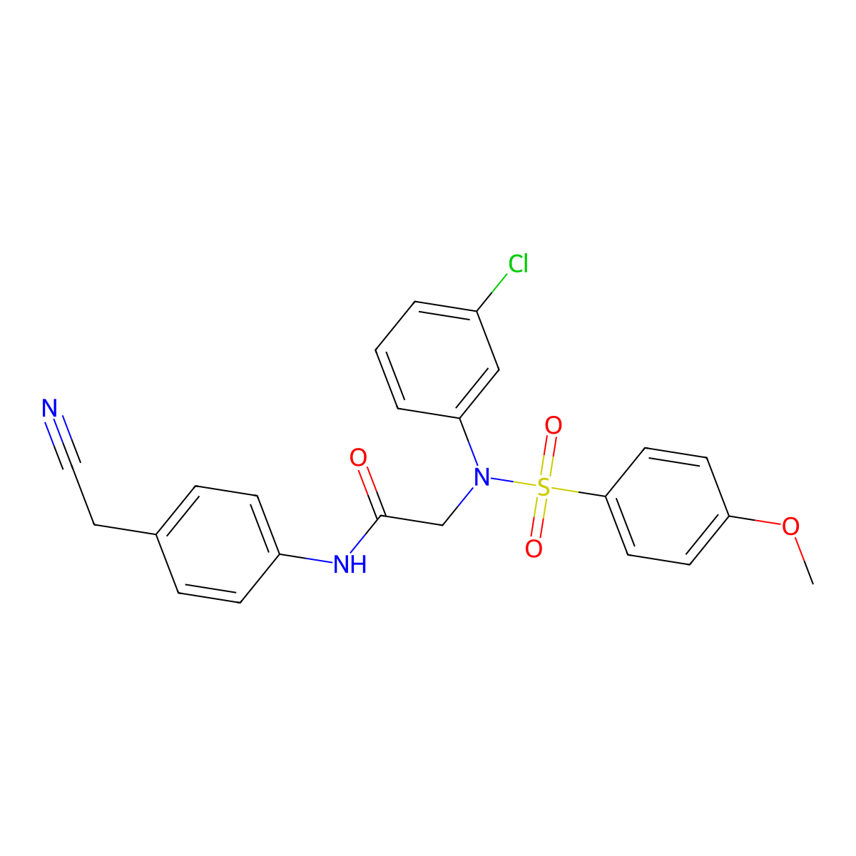 2-(3-chloro-N-(4-methoxyphenyl)sulfonylanilino)-N-[4-(cyanomethyl)phenyl]acetamide molecular structure, CAS 641601-59-4