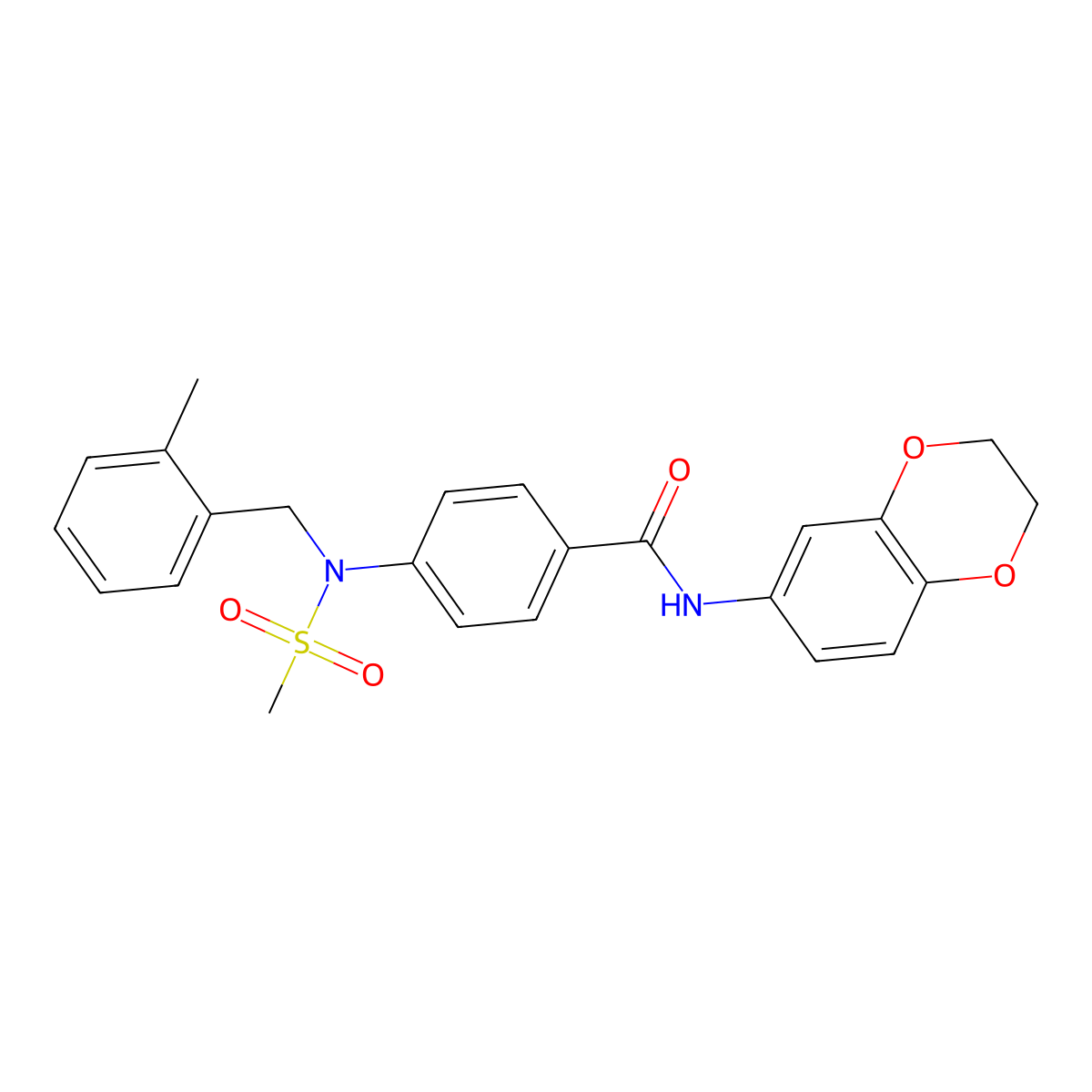 N-(2,3-dihydro-1,4-benzodioxin-6-yl)-4-[(2-methylbenzyl)(methylsulfonyl)amino]benzamide molecular structure, CAS 641601-63-0