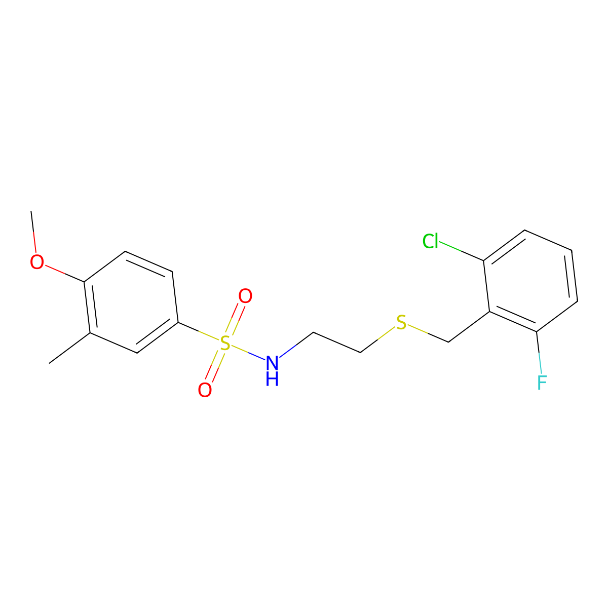 N-{2-[(2-chloro-6-fluorobenzyl)sulfanyl]ethyl}-4-methoxy-3-methylbenzenesulfonamide molecular structure, CAS 641601-75-4