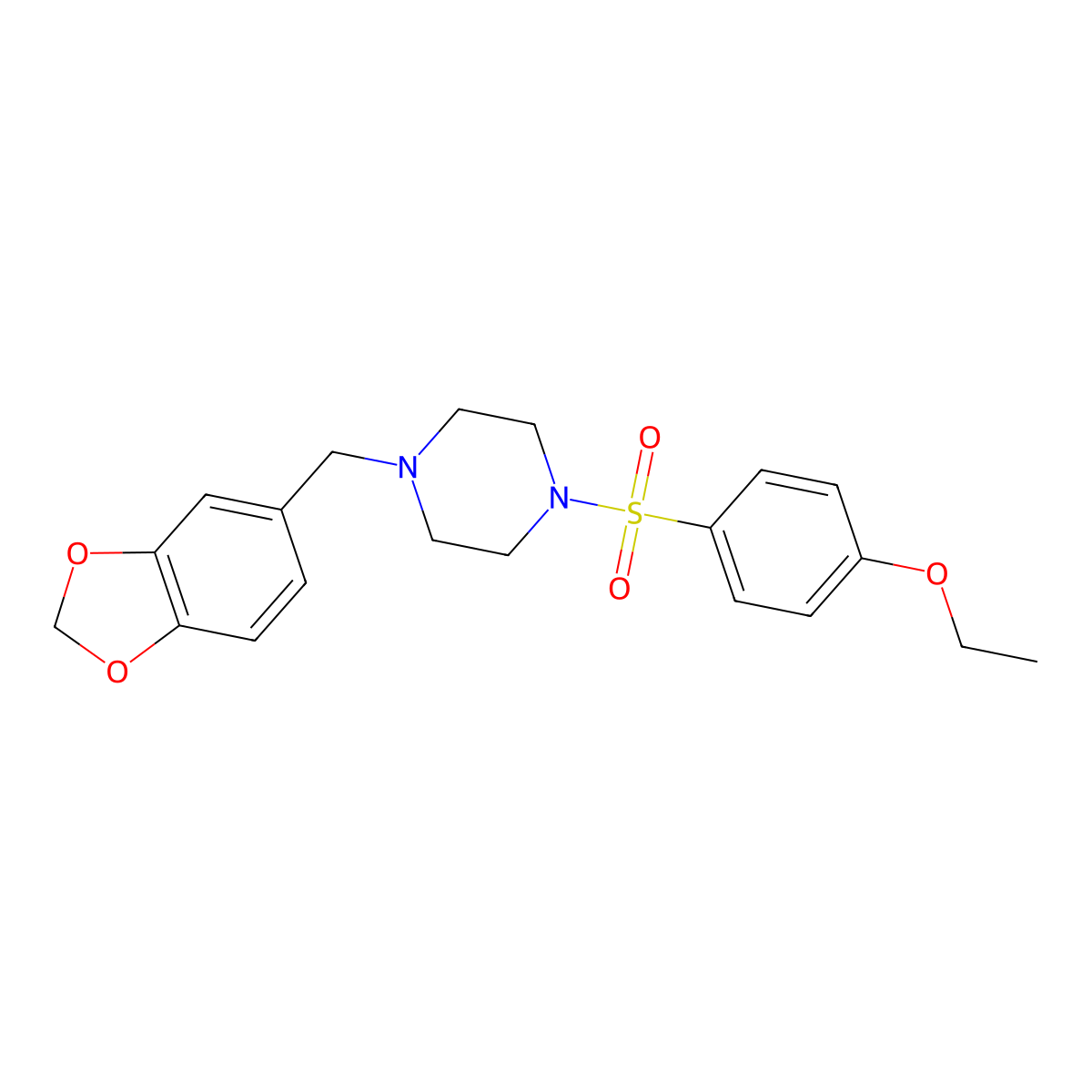 1-Benzo[1,3]dioxol-5-ylmethyl-4-(4-ethoxy-benzenesulfonyl)-piperazine molecular structure, CAS 641601-84-5