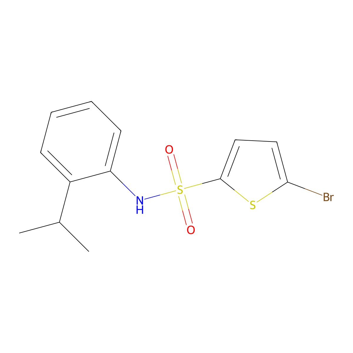 5-bromo-N-(2-propan-2-ylphenyl)thiophene-2-sulfonamide molecular structure, CAS 641602-05-3