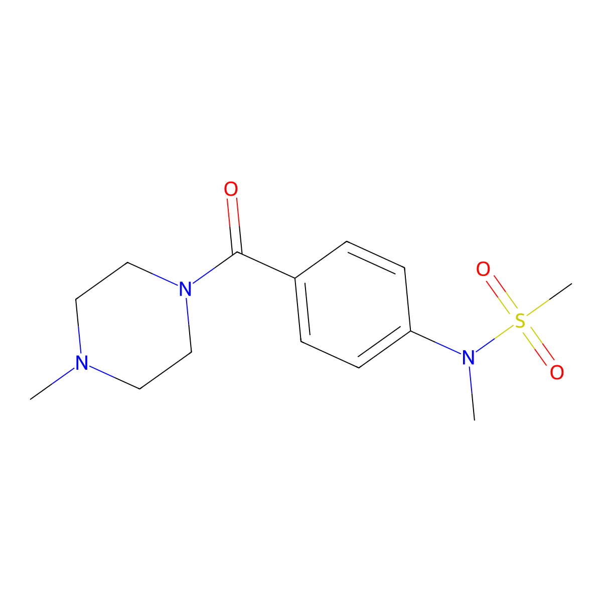 N-methyl-N-[4-(4-methylpiperazine-1-carbonyl)phenyl]methanesulfonamide molecular structure, CAS 641602-18-8