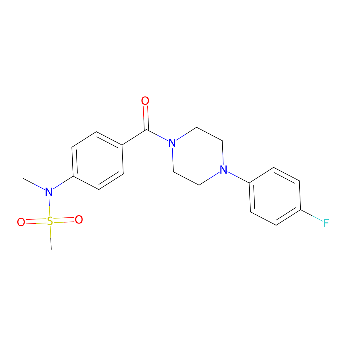 N-[4-[4-(4-fluorophenyl)piperazine-1-carbonyl]phenyl]-N-methylmethanesulfonamide molecular structure, CAS 641602-19-9