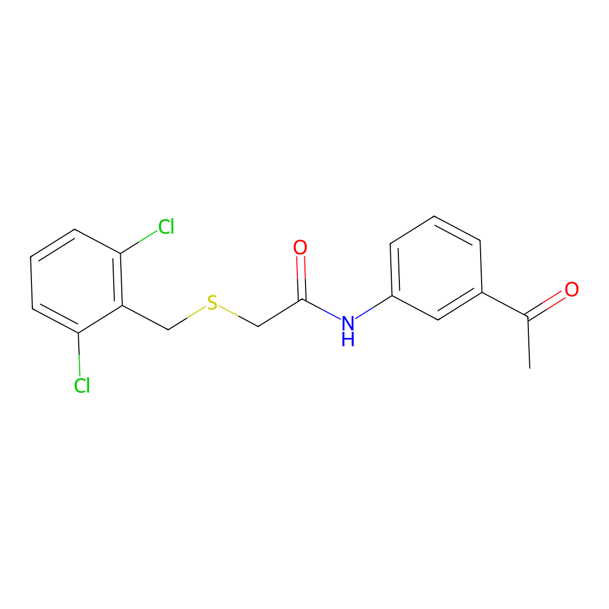 N-(3-acetylphenyl)-2-[(2,6-dichlorobenzyl)sulfanyl]acetamide molecular structure, CAS 641602-43-9