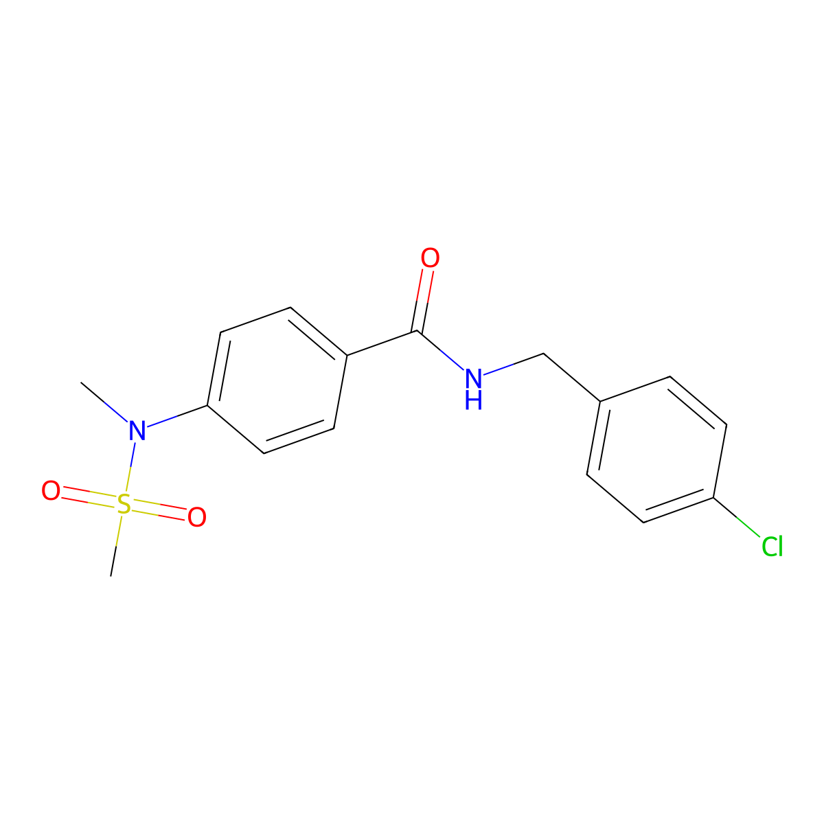 N-(4-chlorobenzyl)-4-[methyl(methylsulfonyl)amino]benzamide molecular structure, CAS 641602-58-6