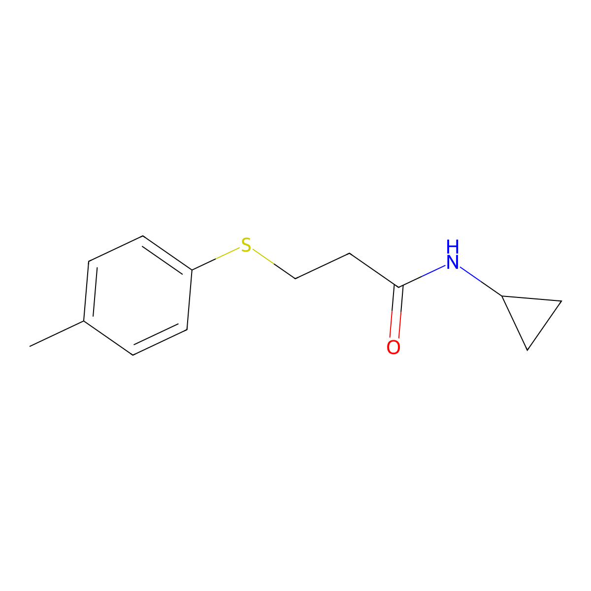 N-cyclopropyl-3-[(4-methylphenyl)sulfanyl]propanamide molecular structure, CAS 641602-69-9