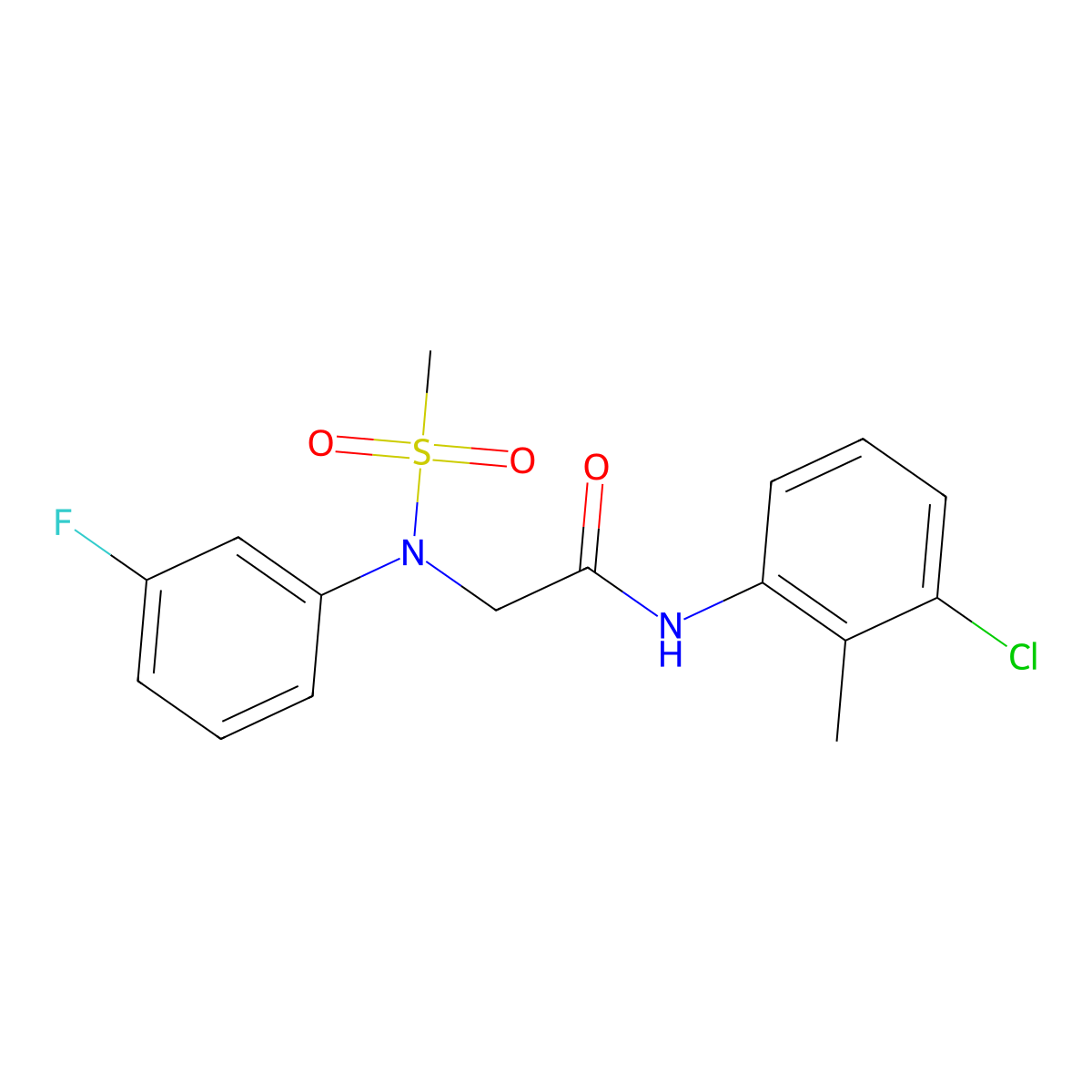 N-(3-chloro-2-methylphenyl)-2-[3-fluoro(methylsulfonyl)anilino]acetamide molecular structure, CAS 641602-81-5
