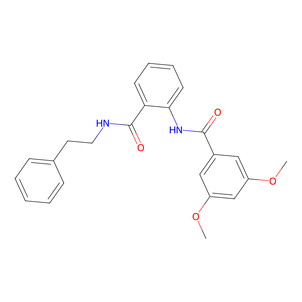 3,5-dimethoxy-N-{2-[(2-phenylethyl)carbamoyl]phenyl}benzamide molecular structure, CAS 641602-98-4