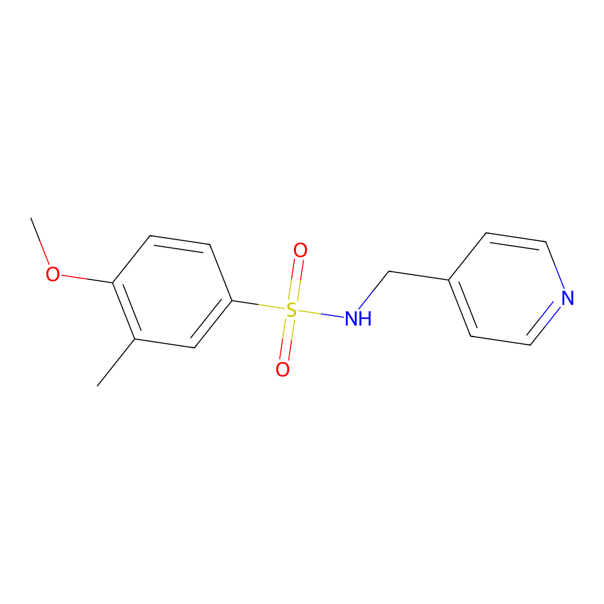 4-methoxy-3-methyl-N-(pyridin-4-ylmethyl)benzenesulfonamide molecular structure, CAS 641603-02-3