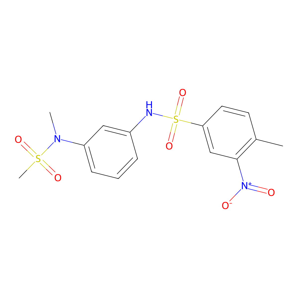 4-methyl-N-{3-[methyl(methylsulfonyl)amino]phenyl}-3-nitrobenzenesulfonamide molecular structure, CAS 641603-29-4
