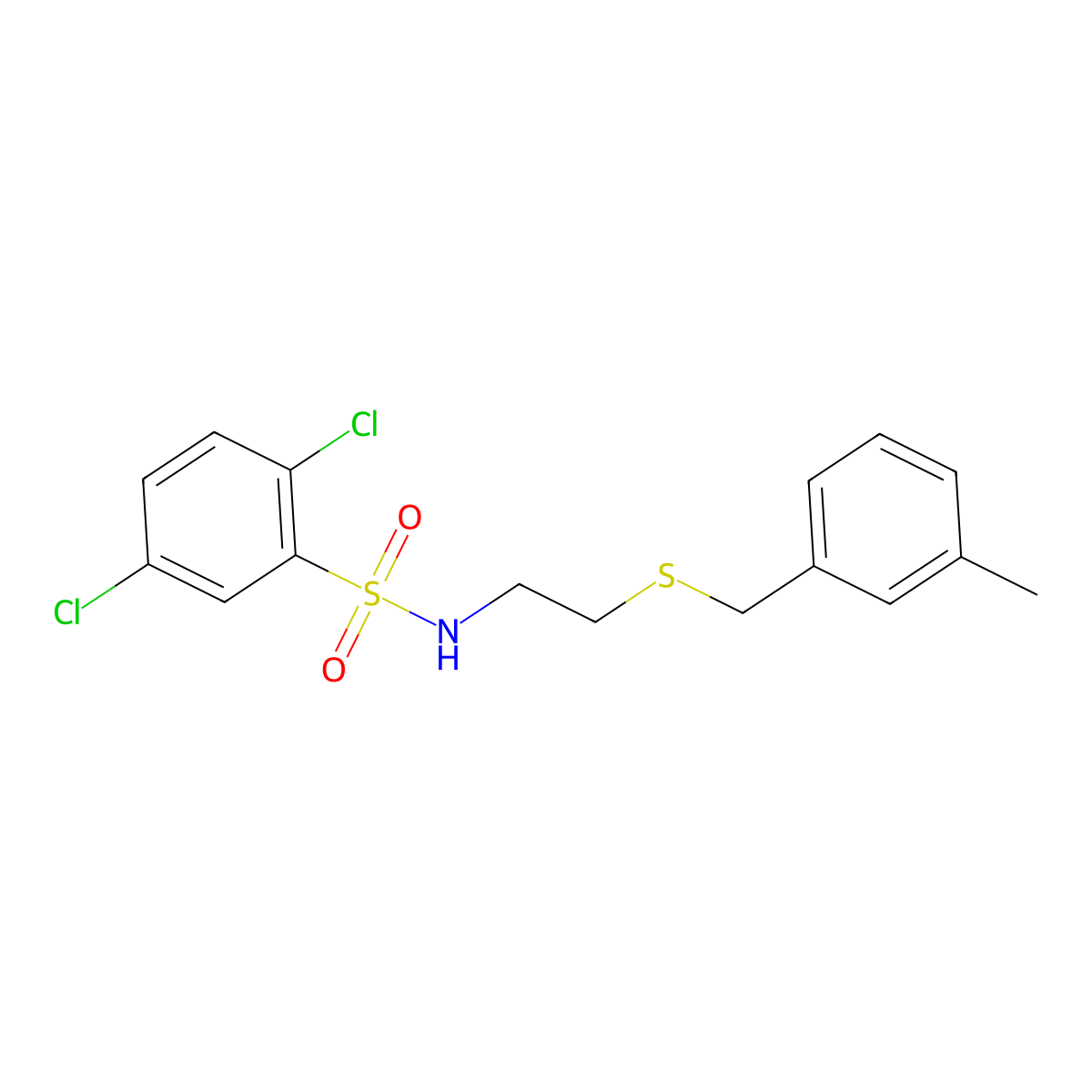 2,5-dichloro-N-{2-[(3-methylbenzyl)sulfanyl]ethyl}benzenesulfonamide molecular structure, CAS 641603-37-4