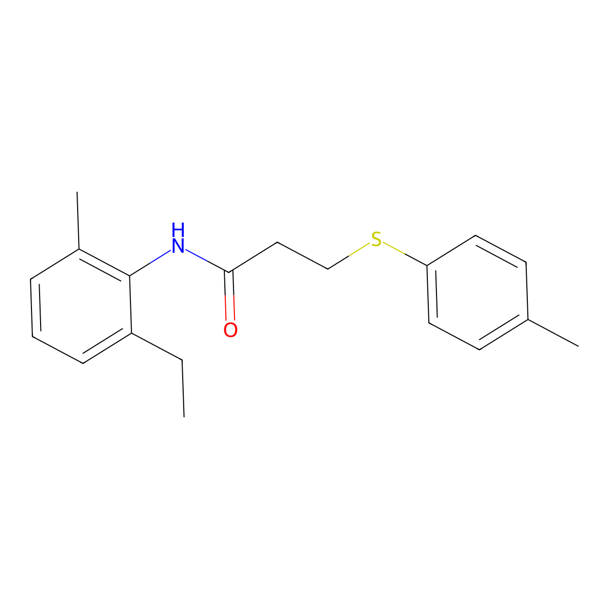 N-(2-ethyl-6-methylphenyl)-3-(4-methylphenyl)sulfanylpropanamide molecular structure, CAS 641603-70-5