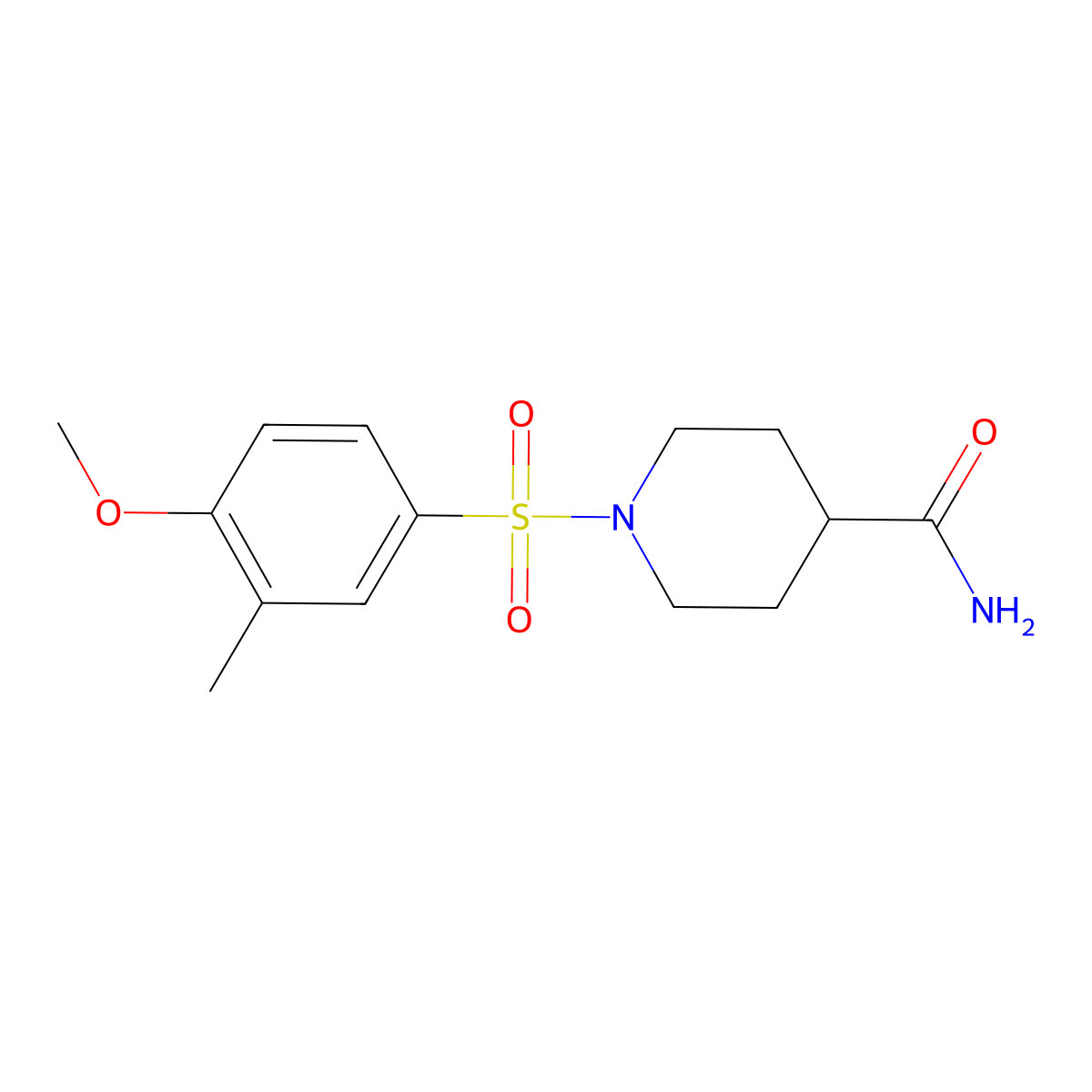 1-[(4-Methoxy-3-methylphenyl)sulfonyl]-4-piperidinecarboxamide molecular structure, CAS 641603-85-2
